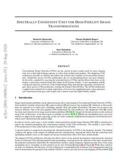 Spectrally Consistent UNet for High Fidelity Image Transformations