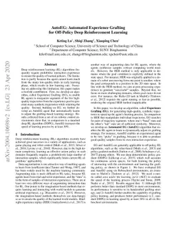 AutoEG: Automated Experience Grafting for Off-Policy Deep Reinforcement
  Learning