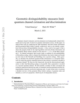 Geometric distinguishability measures limit quantum channel estimation
  and discrimination