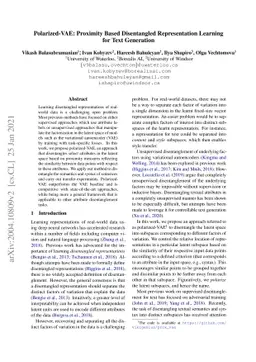 Polarized-VAE: Proximity Based Disentangled Representation Learning for
  Text Generation