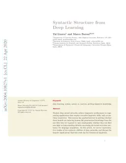 Syntactic Structure from Deep Learning