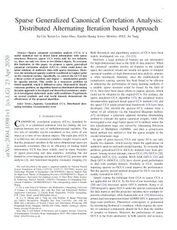 Sparse Generalized Canonical Correlation Analysis: Distributed
  Alternating Iteration based Approach