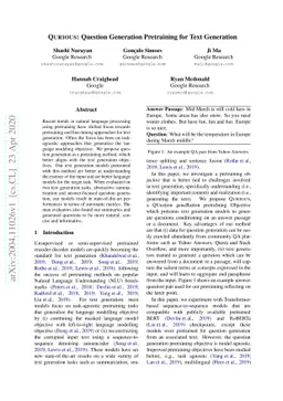 QURIOUS: Question Generation Pretraining for Text Generation