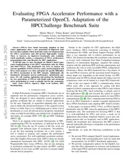 Evaluating FPGA Accelerator Performance with a Parameterized OpenCL
  Adaptation of the HPCChallenge Benchmark Suite