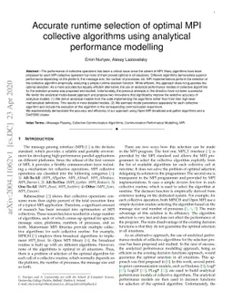 Accurate runtime selection of optimal MPI collective algorithms using
  analytical performance modelling
