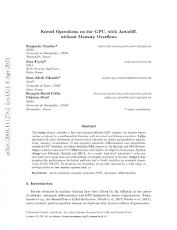 Kernel Operations on the GPU, with Autodiff, without Memory Overflows