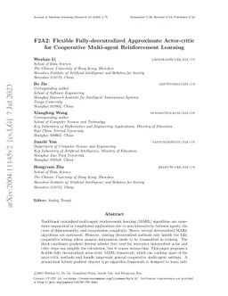 F2A2: Flexible Fully-decentralized Approximate Actor-critic for
  Cooperative Multi-agent Reinforcement Learning