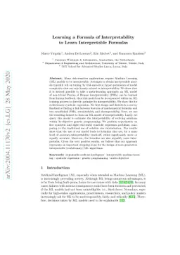 Learning a Formula of Interpretability to Learn Interpretable Formulas