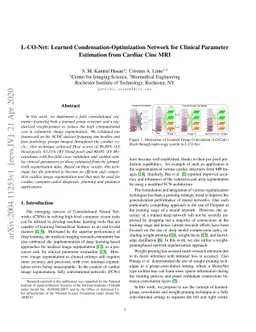 L-CO-Net: Learned Condensation-Optimization Network for Clinical
  Parameter Estimation from Cardiac Cine MRI