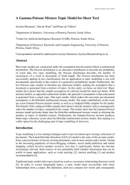 A Gamma-Poisson Mixture Topic Model for Short Text