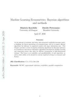 Machine Learning Econometrics: Bayesian algorithms and methods