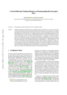 A Trend-following Trading Indicator on Homomorphically Encrypted Data