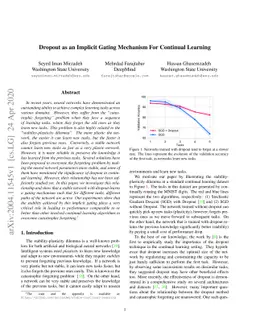 Dropout as an Implicit Gating Mechanism For Continual Learning