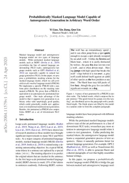 Probabilistically Masked Language Model Capable of Autoregressive
  Generation in Arbitrary Word Order