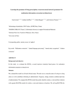 Learning the grammar of drug prescription: recurrent neural network
  grammars for medication information extraction in clinical texts