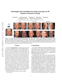 Disentangled and Controllable Face Image Generation via 3D
  Imitative-Contrastive Learning