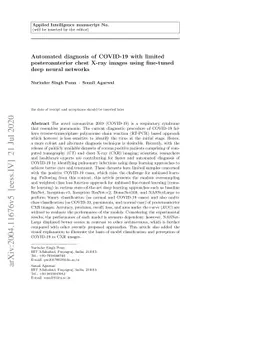 Automated diagnosis of COVID-19 with limited posteroanterior chest X-ray
  images using fine-tuned deep neural networks