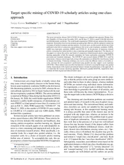 Target specific mining of COVID-19 scholarly articles using one-class
  approach