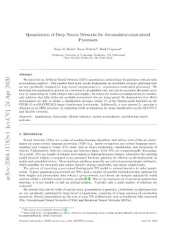 Quantization of Deep Neural Networks for Accumulator-constrained
  Processors