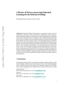 A Review of Privacy-preserving Federated Learning for the
  Internet-of-Things