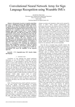 Convolutional Neural Network Array for Sign Language Recognition using
  Wearable IMUs