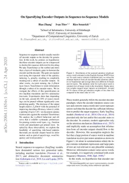 On Sparsifying Encoder Outputs in Sequence-to-Sequence Models