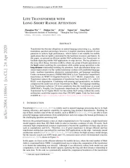 Lite Transformer with Long-Short Range Attention