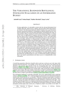 The Variational Bandwidth Bottleneck: Stochastic Evaluation on an
  Information Budget