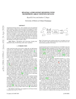 Binaural Audio Source Remixing with Microphone Array Listening Devices