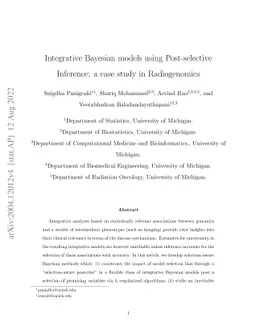 Integrative Bayesian models using Post-selective Inference: a case study
  in Radiogenomics