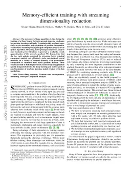 Memory-efficient training with streaming dimensionality reduction
