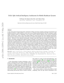SAIA: Split Artificial Intelligence Architecture for Mobile Healthcare
  System