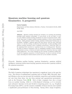 Quantum machine learning and quantum biomimetics: A perspective