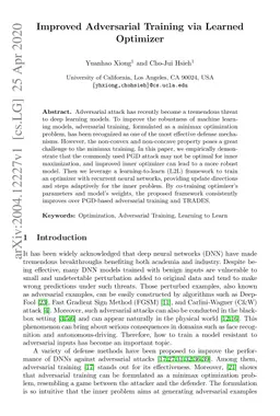 Improved Adversarial Training via Learned Optimizer