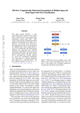 MixText: Linguistically-Informed Interpolation of Hidden Space for
  Semi-Supervised Text Classification