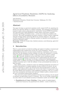 Agent-Level Pandemic Simulation (ALPS) for Analyzing Effects of Lockdown
  Measures
