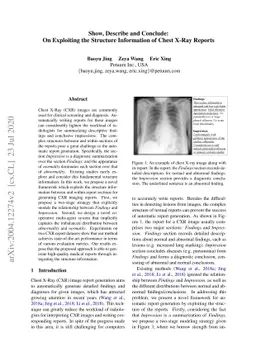 Show, Describe and Conclude: On Exploiting the Structure Information of
  Chest X-Ray Reports