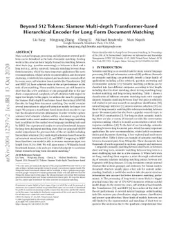 Beyond 512 Tokens: Siamese Multi-depth Transformer-based Hierarchical
  Encoder for Long-Form Document Matching