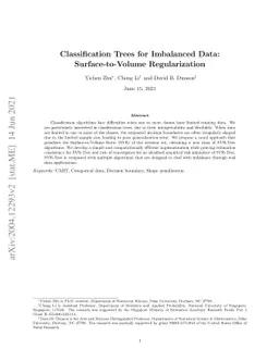 Classification Trees for Imbalanced and Sparse Data: Surface-to-Volume
  Regularization