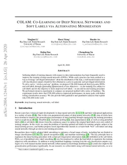 COLAM: Co-Learning of Deep Neural Networks and Soft Labels via
  Alternating Minimization