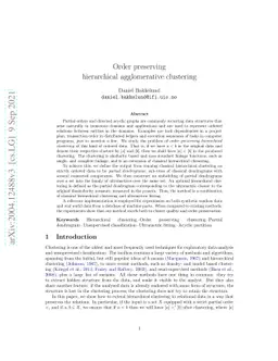 Order preserving hierarchical agglomerative clustering