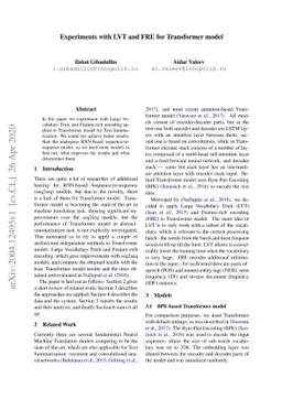 Experiments with LVT and FRE for Transformer model
