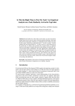 Is This the Right Time to Post My Task? An Empirical Analysis on a Task
  Similarity Arrival in TopCoder