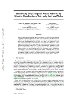 Interpretation of Deep Temporal Representations by Selective
  Visualization of Internally Activated Nodes