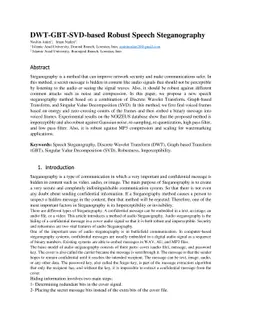 DWT-GBT-SVD-based Robust Speech Steganography