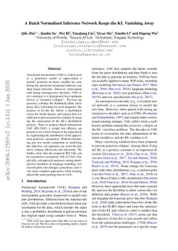A Batch Normalized Inference Network Keeps the KL Vanishing Away
