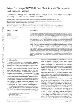 Robust Screening of COVID-19 from Chest X-ray via Discriminative
  Cost-Sensitive Learning