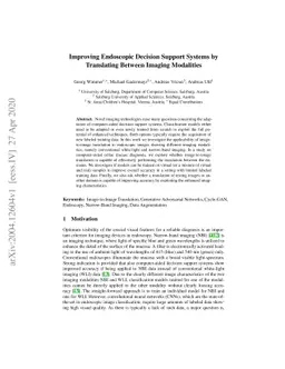 Improving Endoscopic Decision Support Systems by Translating Between
  Imaging Modalities