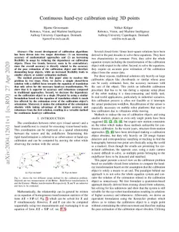 Continuous hand-eye calibration using 3D points