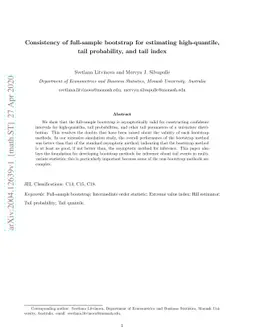 Consistency of full-sample bootstrap for estimating high-quantile, tail
  probability, and tail index
